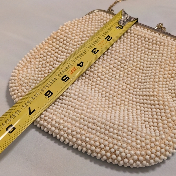Vintage Lumured Cordé Bead Beaded Purse Clutch - Picture 8 of 13